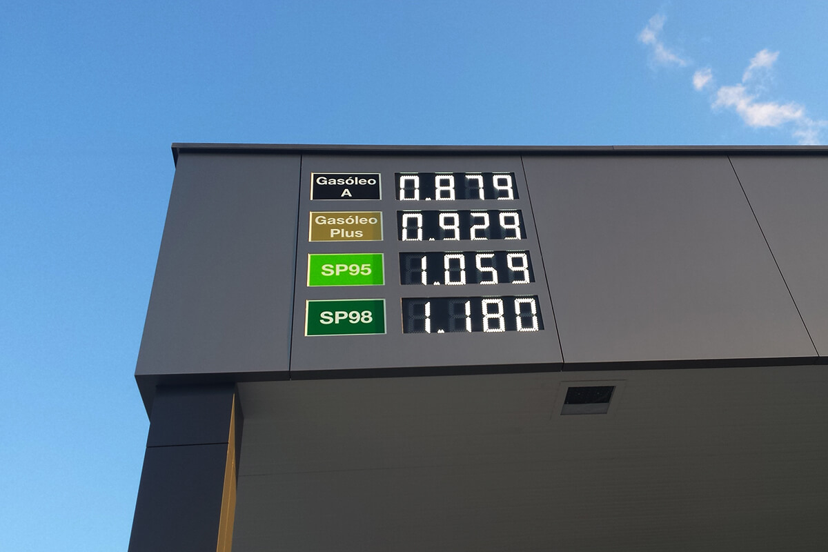 Letrero precios de combustible LED para gasolineras