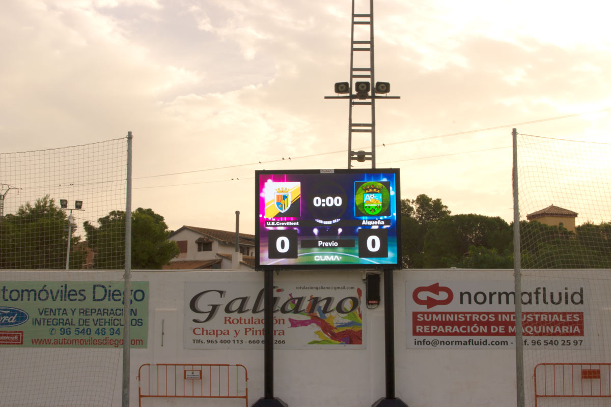 Videomarcador de fútbol CUMA para el Ayuntamiento de Crevillente en Alicante
